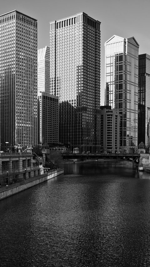 Download wallpaper 2160x3840 river, bridge, buildings, city, black and white samsung galaxy s4, s5, note, sony xperia z, z1, z2, z3, htc one, lenovo vibe hd background