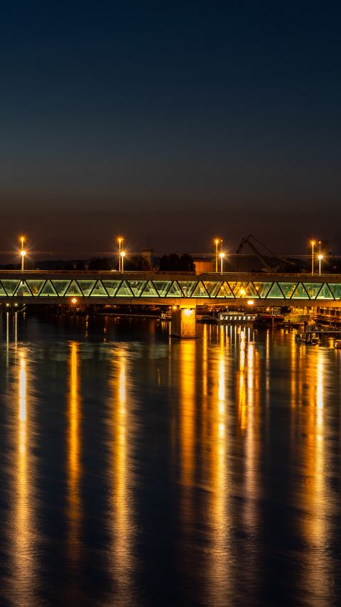 Download wallpaper 2160x3840 river, bridge, lights, reflection, night samsung galaxy s4, s5, note, sony xperia z, z1, z2, z3, htc one, lenovo vibe hd background