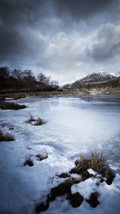 Download wallpaper 2160x3840 river, ice, mountain, snow, nature samsung galaxy s4, s5, note, sony xperia z, z1, z2, z3, htc one, lenovo vibe hd background