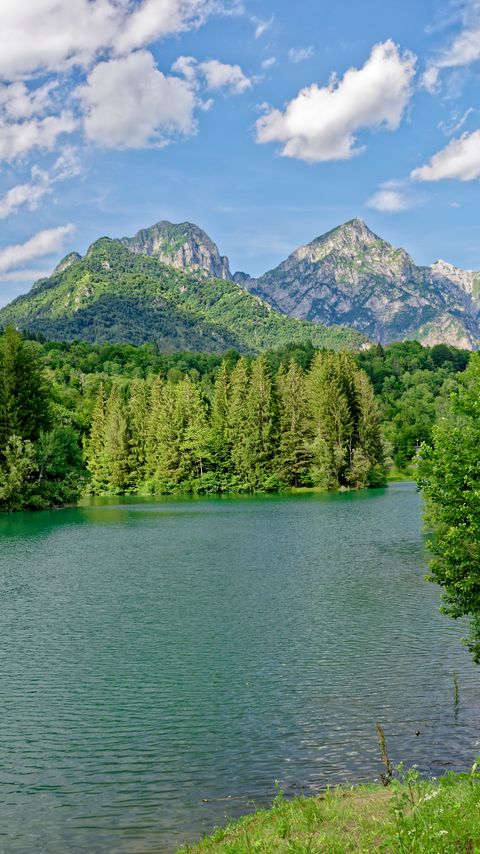 Download wallpaper 2160x3840 river, trees, forest, mountains, nature, landscape samsung galaxy s4, s5, note, sony xperia z, z1, z2, z3, htc one, lenovo vibe hd background