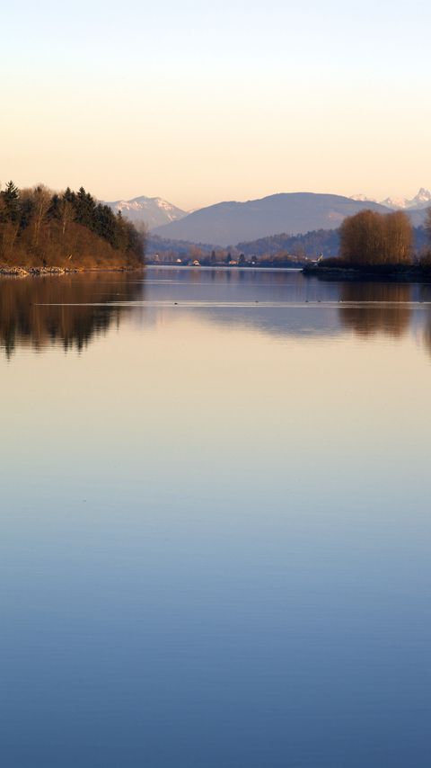 Download wallpaper 2160x3840 river, trees, mountains, nature samsung galaxy s4, s5, note, sony xperia z, z1, z2, z3, htc one, lenovo vibe hd background