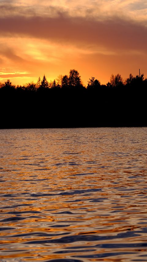 Download wallpaper 2160x3840 river, trees, silhouettes, sunset samsung galaxy s4, s5, note, sony xperia z, z1, z2, z3, htc one, lenovo vibe hd background