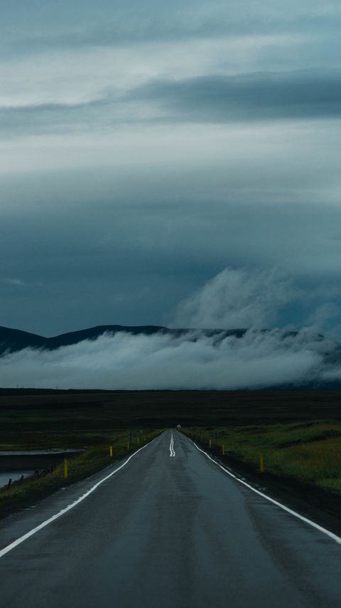 Download wallpaper 2160x3840 road, fog, mountains, nature samsung galaxy s4, s5, note, sony xperia z, z1, z2, z3, htc one, lenovo vibe hd background