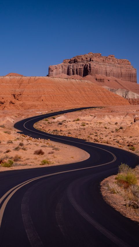 Download wallpaper 2160x3840 road, hill, rock samsung galaxy s4, s5, note, sony xperia z, z1, z2, z3, htc one, lenovo vibe hd background