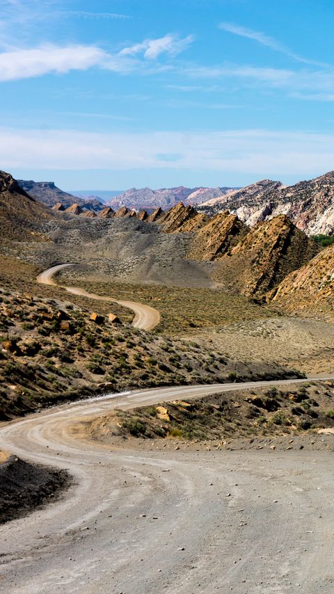 Download wallpaper 2160x3840 road, hills, mountains samsung galaxy s4, s5, note, sony xperia z, z1, z2, z3, htc one, lenovo vibe hd background