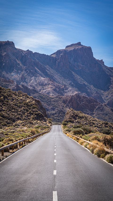 Download wallpaper 2160x3840 road, marking, mountains, landscape, nature samsung galaxy s4, s5, note, sony xperia z, z1, z2, z3, htc one, lenovo vibe hd background