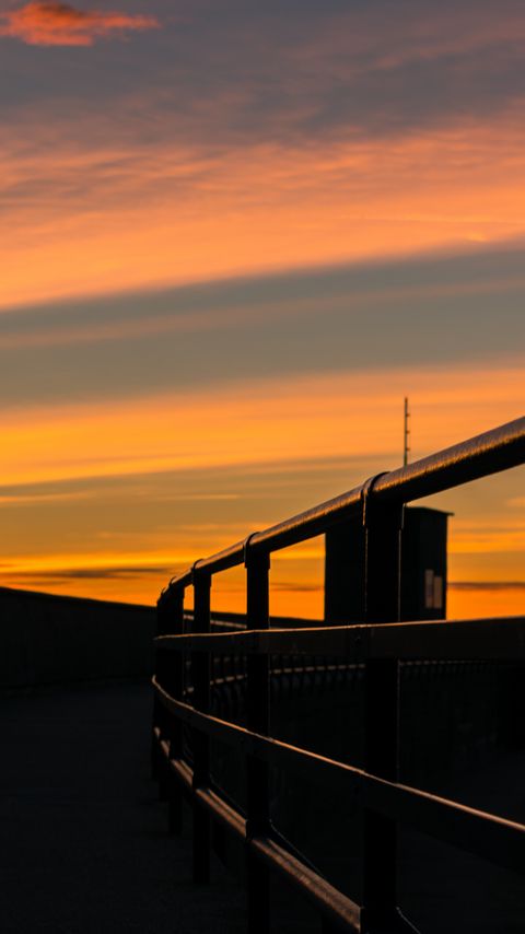 Download wallpaper 2160x3840 road, railing, twilight, dark samsung galaxy s4, s5, note, sony xperia z, z1, z2, z3, htc one, lenovo vibe hd background