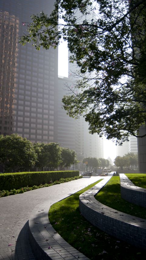 Download wallpaper 2160x3840 road, street, trees, buildings, shadows samsung galaxy s4, s5, note, sony xperia z, z1, z2, z3, htc one, lenovo vibe hd background
