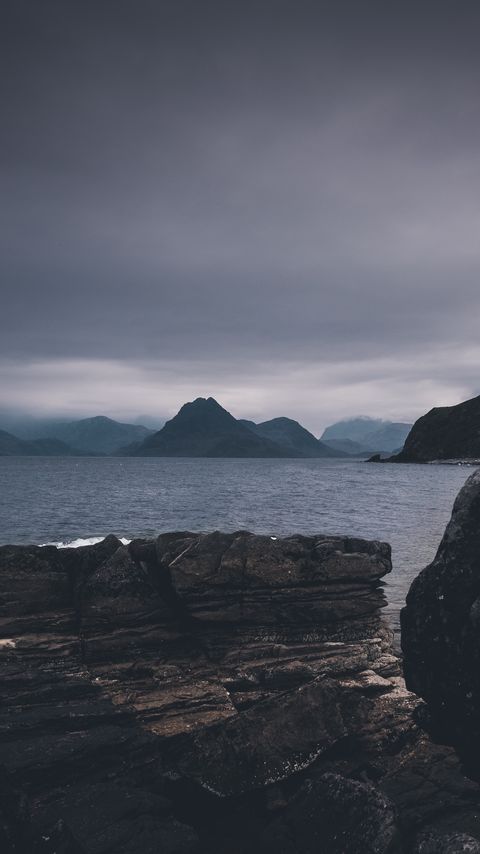 Download wallpaper 2160x3840 rocks, sea, twilight, dark samsung galaxy s4, s5, note, sony xperia z, z1, z2, z3, htc one, lenovo vibe hd background