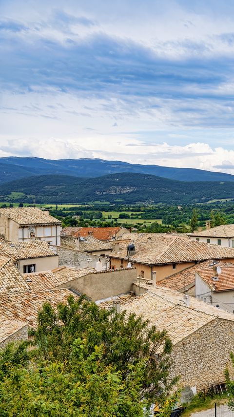 Download wallpaper 2160x3840 roofs, houses, trees, hills samsung galaxy s4, s5, note, sony xperia z, z1, z2, z3, htc one, lenovo vibe hd background