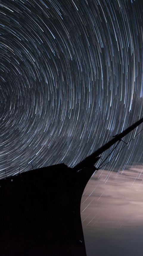 Download wallpaper 2160x3840 ship, silhouette, starry sky, long exposure, dark samsung galaxy s4, s5, note, sony xperia z, z1, z2, z3, htc one, lenovo vibe hd background