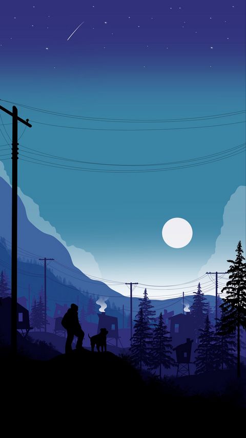 Download wallpaper 2160x3840 silhouettes, moon, mountains, night, vector, art samsung galaxy s4, s5, note, sony xperia z, z1, z2, z3, htc one, lenovo vibe hd background
