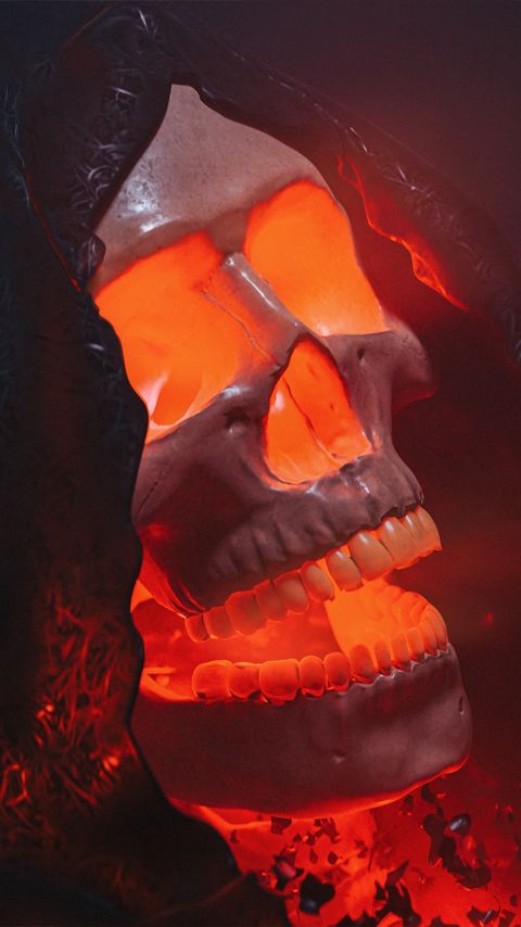Download wallpaper 2160x3840 skull, glow, red, volume, art samsung galaxy s4, s5, note, sony xperia z, z1, z2, z3, htc one, lenovo vibe hd background