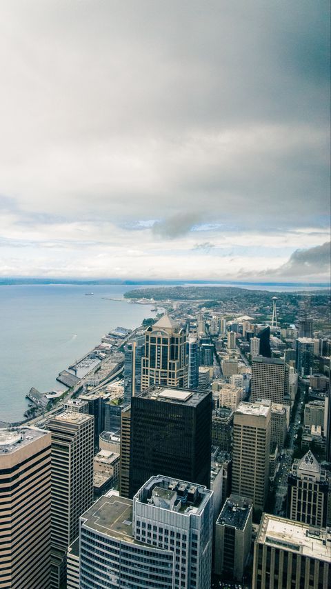 Download wallpaper 2160x3840 skyscrapers, buildings, coast, architecture, sea, city samsung galaxy s4, s5, note, sony xperia z, z1, z2, z3, htc one, lenovo vibe hd background
