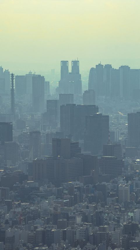 Download wallpaper 2160x3840 skyscrapers, buildings, smog, city samsung galaxy s4, s5, note, sony xperia z, z1, z2, z3, htc one, lenovo vibe hd background