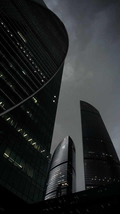 Download wallpaper 2160x3840 skyscrapers, lights, buildings, night, city, bottom view samsung galaxy s4, s5, note, sony xperia z, z1, z2, z3, htc one, lenovo vibe hd background