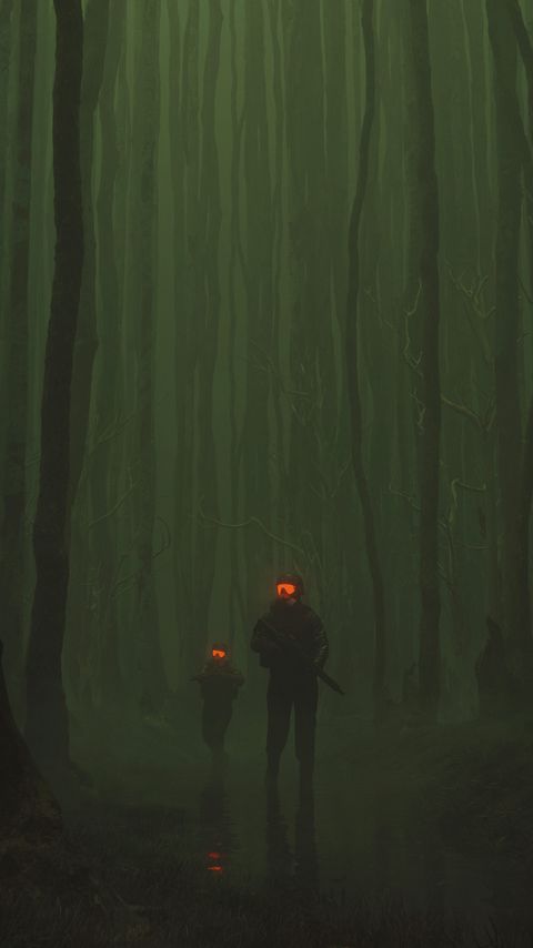 Download wallpaper 2160x3840 soldiers, weapons, forest, fog, art samsung galaxy s4, s5, note, sony xperia z, z1, z2, z3, htc one, lenovo vibe hd background