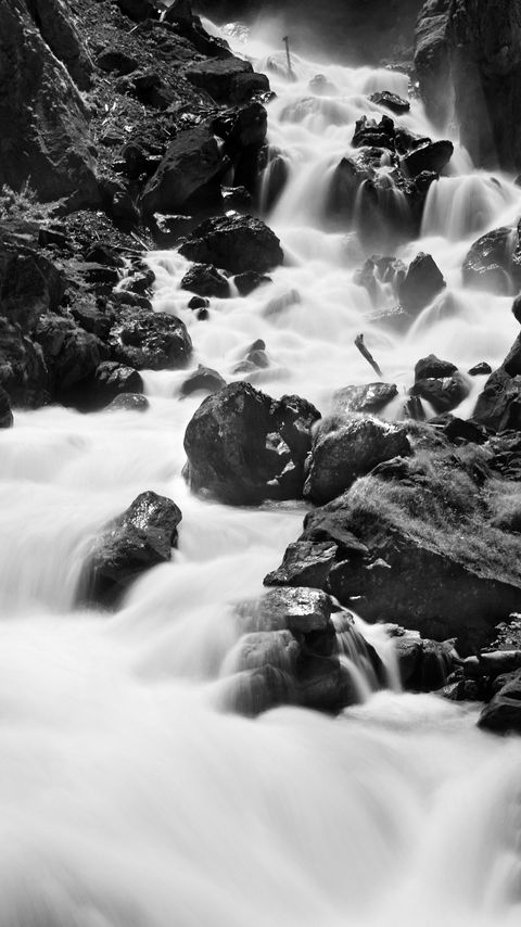 Download wallpaper 2160x3840 stones, river, nature, black and white samsung galaxy s4, s5, note, sony xperia z, z1, z2, z3, htc one, lenovo vibe hd background