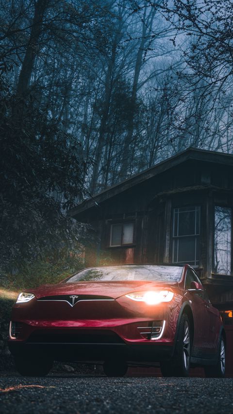 Download wallpaper 2160x3840 tesla model s, tesla, car, red, headlights samsung galaxy s4, s5, note, sony xperia z, z1, z2, z3, htc one, lenovo vibe hd background