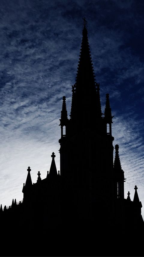 Download wallpaper 2160x3840 tower, building, silhouette, twilight, dark samsung galaxy s4, s5, note, sony xperia z, z1, z2, z3, htc one, lenovo vibe hd background