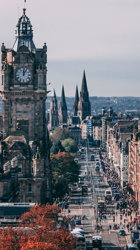 Download wallpaper 2160x3840 tower, clock, buildings, architecture, street, city samsung galaxy s4, s5, note, sony xperia z, z1, z2, z3, htc one, lenovo vibe hd background