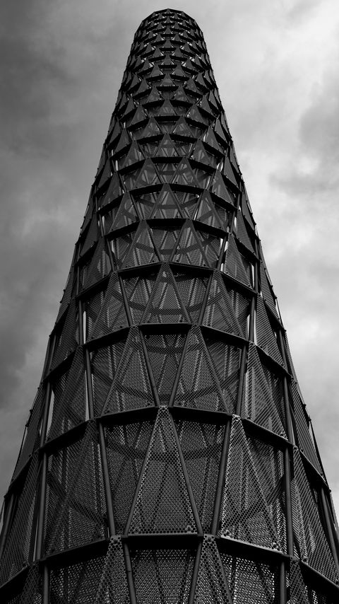 Download wallpaper 2160x3840 tower, grid, metal, black and white samsung galaxy s4, s5, note, sony xperia z, z1, z2, z3, htc one, lenovo vibe hd background