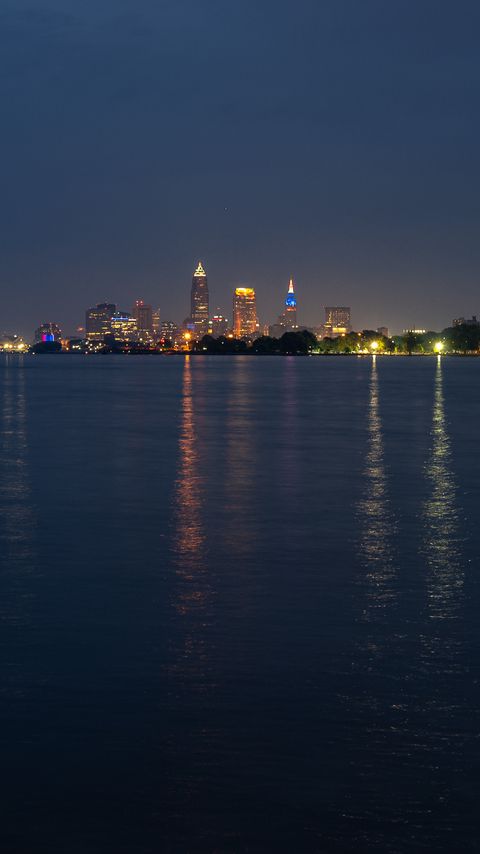 Download wallpaper 2160x3840 towers, lights, buildings, river, city samsung galaxy s4, s5, note, sony xperia z, z1, z2, z3, htc one, lenovo vibe hd background
