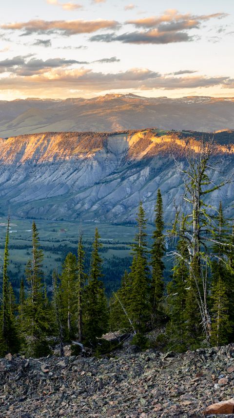 Download wallpaper 2160x3840 trees, mountains, clouds, landscape, nature samsung galaxy s4, s5, note, sony xperia z, z1, z2, z3, htc one, lenovo vibe hd background