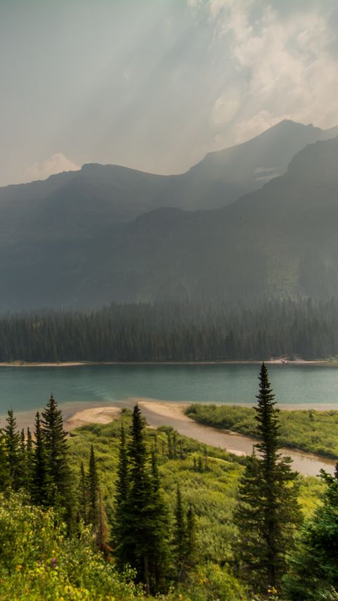 Download wallpaper 2160x3840 trees, mountains, lake, beach, nature samsung galaxy s4, s5, note, sony xperia z, z1, z2, z3, htc one, lenovo vibe hd background