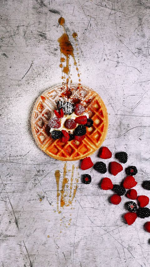 Download wallpaper 2160x3840 waffle, berries, dessert samsung galaxy s4, s5, note, sony xperia z, z1, z2, z3, htc one, lenovo vibe hd background