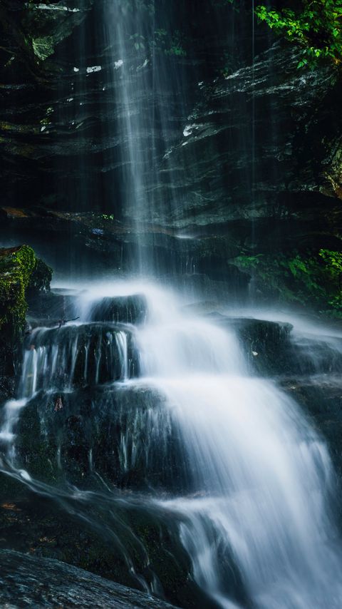 Download wallpaper 2160x3840 waterfall, cascade, stones, nature samsung galaxy s4, s5, note, sony xperia z, z1, z2, z3, htc one, lenovo vibe hd background