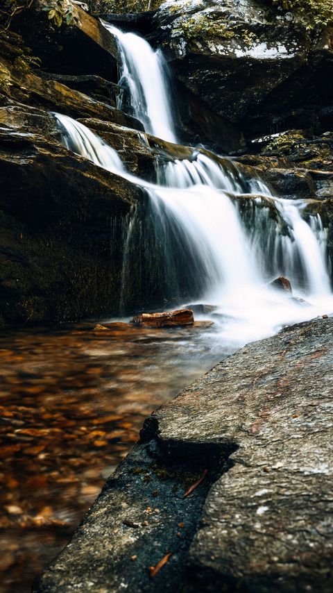 Download wallpaper 2160x3840 waterfall, rocks, stones, water, cascade, splashes samsung galaxy s4, s5, note, sony xperia z, z1, z2, z3, htc one, lenovo vibe hd background