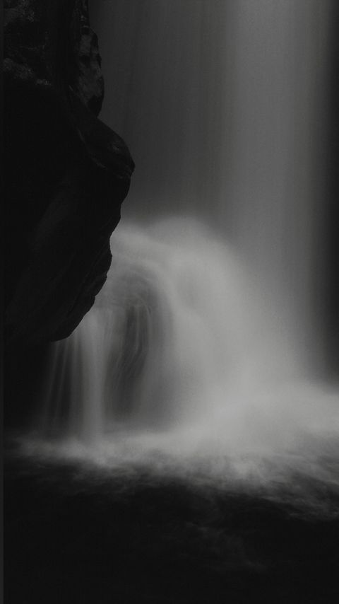 Download wallpaper 2160x3840 waterfall, stone, water, black and white, dark samsung galaxy s4, s5, note, sony xperia z, z1, z2, z3, htc one, lenovo vibe hd background