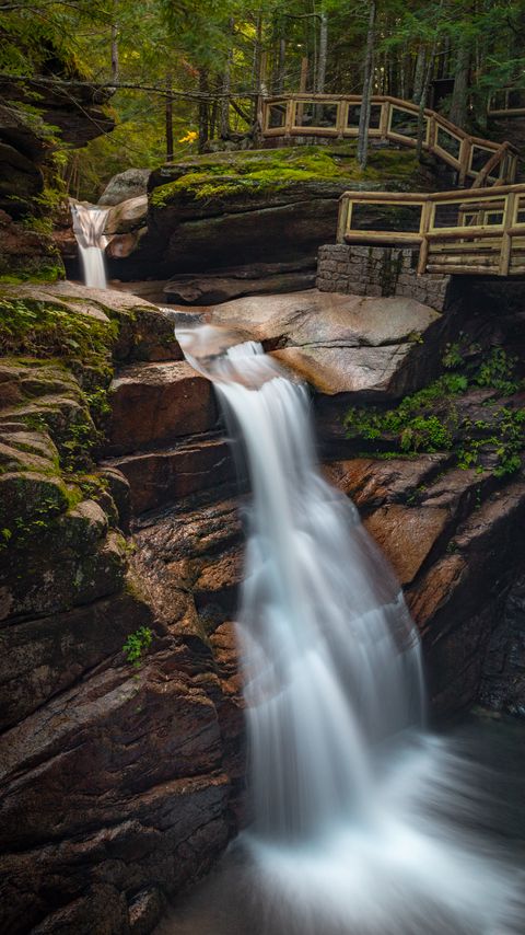 Download wallpaper 2160x3840 waterfall, stones, long exposure samsung galaxy s4, s5, note, sony xperia z, z1, z2, z3, htc one, lenovo vibe hd background