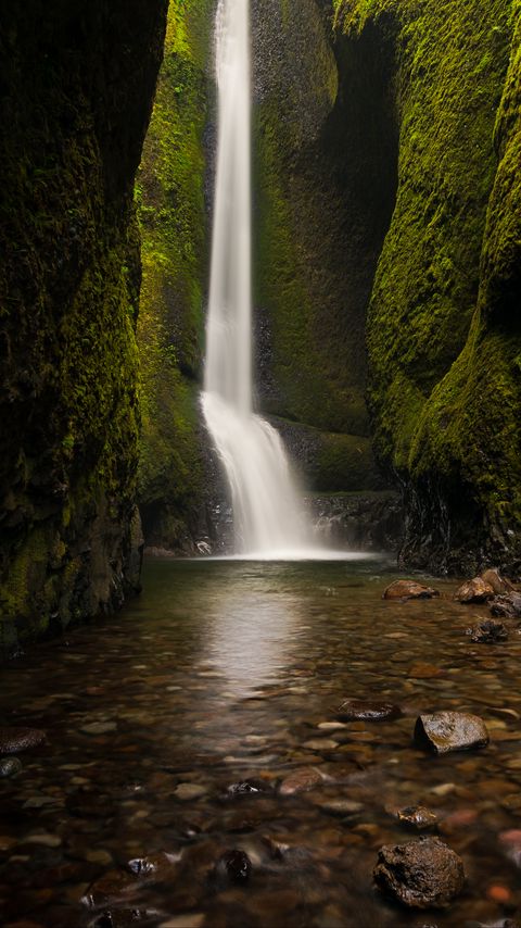 Download wallpaper 2160x3840 waterfall, stones, water, bottom samsung galaxy s4, s5, note, sony xperia z, z1, z2, z3, htc one, lenovo vibe hd background