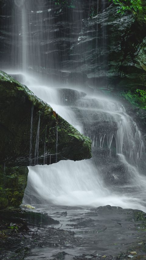 Download wallpaper 2160x3840 waterfall, water, stones, wet samsung galaxy s4, s5, note, sony xperia z, z1, z2, z3, htc one, lenovo vibe hd background