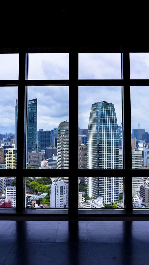Download wallpaper 2160x3840 window, view, buildings, city samsung galaxy s4, s5, note, sony xperia z, z1, z2, z3, htc one, lenovo vibe hd background